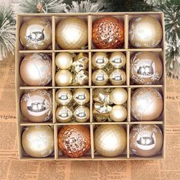 Christmas Decorations Hanging Balls Festive Tree Ornaments Set Multicolor Print Shiny Powder Reusable Lightweight For Home