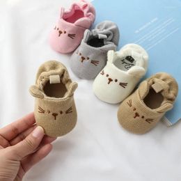 First Walkers Cartoon 0-1 Year Old Infant And Toddler Baby Shoe That Do Not Fall Off Knitted Woolen Shoes Pre Step