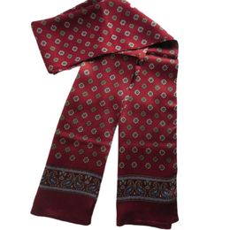Scarves Elegant Men's 100% Silk Scarf Double Layer Long Neckerchief Blue Red Brown245g