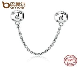 Style 925 Sterling Silver STAR SILVER SAFETY CHAIN Charms fit Women DIY Bracelets Accessories PAS3495184176