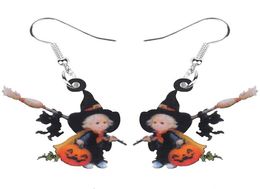 Dangle Chandelier Acrylic Halloween Broom Hat Witch Pumpkin Black Cat Earrings Drop Decoration Jewelry Women Girls Teens Party G6851076