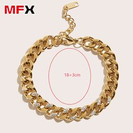 Titanium steel Cuban bracelet hip-hop personality domineering fashion thick chain micro inlaid zircon smooth stainless steel bracelet