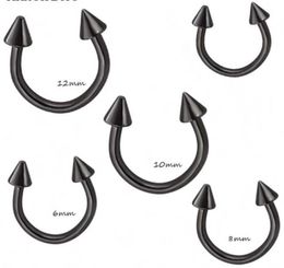 BLACK Silver Cone Horseshoe Bar Piercing Body Jewelry Nose hoop Nose Ring 100pcslot Eyebrow Bar Lip Labret Jewelry6846118