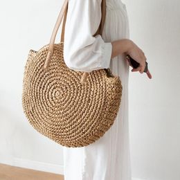 Cross Body Bohemian Round Straw Bag Hollow Wikcer Woven Women Shoulder Bags Handmade Rattan Handbags Summer Beach Large Tote Trave313g