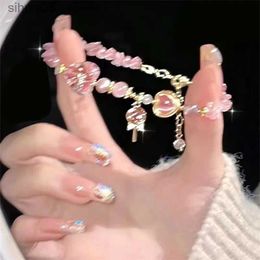 Beaded Sparkle Beads Crystal Heart Magic Stick Bracelet for Women Sweet Romantic Exquisite Aesthetic Accessories Vintage Trendy Jewellery YQ240226