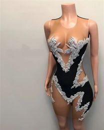 Prom Sexy Short Dress For Black Girls Beaded Crystal Birthday Party Gowns Mermaid Mini Tail Robe Bal Aso Ebi