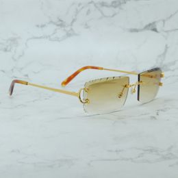 Small Diamond Cut Sunglasses Y2K Wire C Designer Carter Luxury Eyewear Mens Rimless Decoration Vintage Sun Glasses Outdoor Driving Sunglass 828 Gold Frame