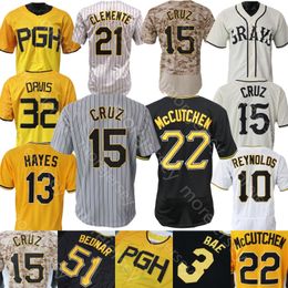 Baseballtröja Oneil Cruz Andrew 22 McCutchen Aroldis Chapman Paul Skenes Roberto Clemente Barry Bonds Ji-Hwan Bae Hayes Tellez Davis Joe Reynolds Johnson Jones