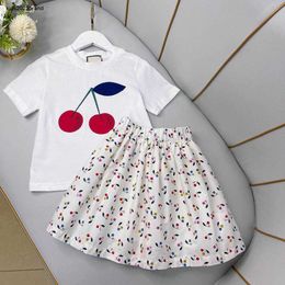 New girls T-shirt dress sets Summer clothing kids tracksuits Size 100-160 Cherry print short sleeves and short skirt 24Feb20