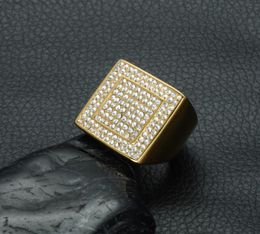 MCW Square Drill Geometric Gold Filled Titanium Stainless Steel Rings for Men Jewelry1970631