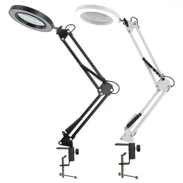 Table Lamps 10X Beauty Magnifying Lamp With Light Stand Illuminated Magnifier 3 Colour Modes For Reading Soldering
