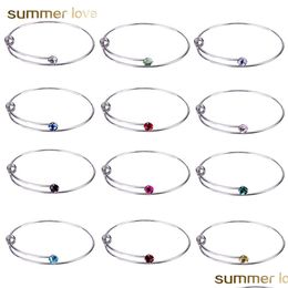 Bangle Fashion 12 Colors Rhinestone Crystal Bracelet Bangle Adjustable Expandable Wire For Women Diy Love Jewelry Wholesale Dhgarden Dhlve