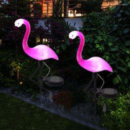 Waterproof LED Solar Flamingo Stake Lamp Outdoor Powered Landscape Lawn Pathway Lights For Yard Patio Garden Decoration