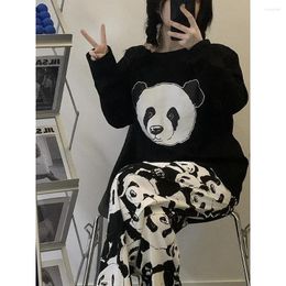 Women's Sleepwear Plus Size 5XL 150kg Spring Suit For Women Cartoon Pyjamas Sets Long Sleeve Top And Pants Female Large