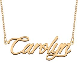 Carolyn Name Necklace Pendant for Women Girls Birthday Gift Custom Nameplate Kids Best Friends Jewellery 18k Gold Plated Stainless Steel