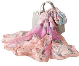 Brand New Silky Scarf Women Spring Summer Scarves Thin Flower Shawls And Wraps Foulard Print Hijab Stoles Luxury Poncho Travel2570300