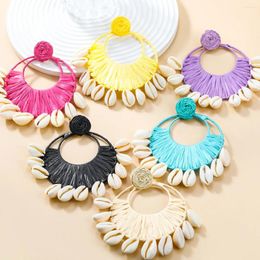 Dangle Earrings Women's Exaggerated Round Earring Exquisite Cute Shell Pendant Jewellery Vintage Charm Hollow Romantic Jewellery