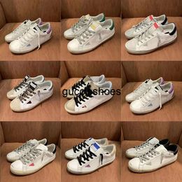 Goldenss Gooose Womens Superstar Sequin Sneakers Classic White Lace-Up Casual Shoes