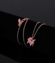 New Authentic Imagination Pave Pig Mini Pendant Necklace Pink Multi9714567