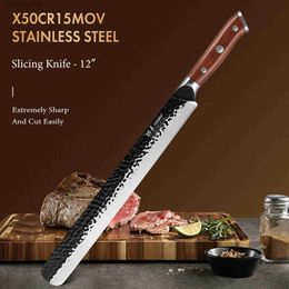 Kitchen Knives TURWHO Japanese Hand Forged Slicing Knife X50Cr15MoV Stainless Steel Kitchen Chef Knives Cutting Meat Fish Ham Cake Cooking Tool Q240226