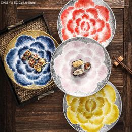 Plates 10.5-inch Japanese-style Round Fruit Plate Ceramic Dried Dessert Sugar Nut Snack Tableware Supplies