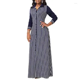 Ethnic Clothing Polyester African Dresses For Women Autumn Spring Red Blue Long Sleeve V-neck Elegant Maxi Dress Clothes