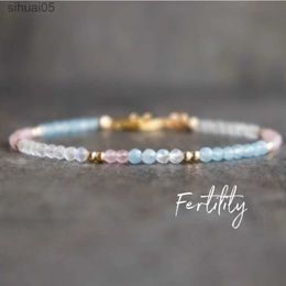 Beaded Fertility Bracelet Gift with Rose Quartz Moonstone Aquamarine for Mom to Be Pregnancy Bracelet YQ240226