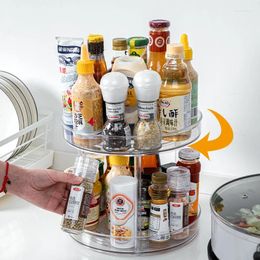 Kitchen Storage 2layer Spice Rack Organizer 360 Degree Rotating Round Turntable For Cabinet Seasonings Tray Accessories