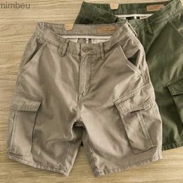 Men's Shorts 2023 Summer Mens Shorts Workwear Shorts Loose Straight Trendy Multi Pocket Casual Capris Cargo Shorts 240226