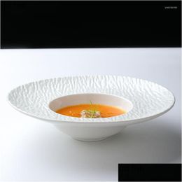 Dishes Plates Ceramic Dinner Round Solid Colour Tableware St Hat Plate Restaurant Soup Basin Bread Dessert Tray Salad Bowls 9/11 In Dhegc