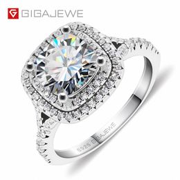 GIGAJEWE 2 5ct 8 0mm VVS D Colourful Cushion cut Rings 18K White Gold Plated 925 Silver Moissanite Gorgeous Engagement Ring GMSR-053349