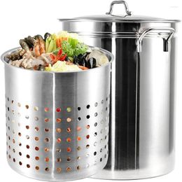 Storage Bottles Mokapit 82QT Stainless Steel Stock Pot With Strainer Seafood Boiler Basket Outdoor Cooking