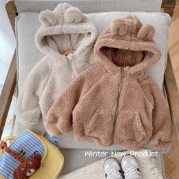 Jackets Children Coat 2024 Winter Girls And Boys Cute Hooded Thick Top Solid Color Casual Simple Soft Comfortable Fashionable