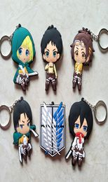 Anime Attack On Titan Eren Cosplay Keychain Soft Rubber Mikasa Levi Wings of Liberty Symbol Kids Key Holder Trinket Gift 30PCSLOT4369146