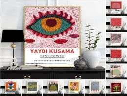 Paintings Yayoi Kusama Museum Exhibition Poster Polka Dot Pumpkin Prints Art Classic Wall Painting Vintage Japan Art1836859