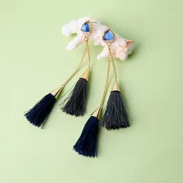 Dangle Earrings Trendy Grey & Blue Long Tassel For Women Geometric Crystal Wedding Gift Drop Earring Jewellery