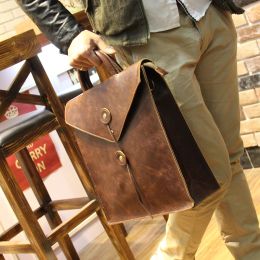 Backpack New Design Fashion Crazy horse PU Leather Bags for Men brand Men's Shoulder Bag Messenger Bag Briefcase for laptop Black&Coffee