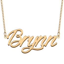 Brynn Name Necklace Pendant for Women Girls Birthday Gift Custom Nameplate Kids Best Friends Jewellery 18k Gold Plated Stainless Steel