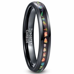 Tungsten Carbide Ring Crushed Fire Opal Men Women Black Dome Wedding Ring Comfortable Fit Tungsten Steel Ring 2109242566