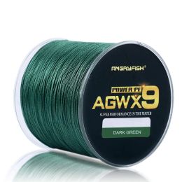 Lines YOUZI GREEN Agwx9 500m PE Fishing Line Super Strong Wearresistant Lure Braided Line Fishing Tackle Tools