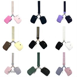 LU Key Chains wristlet clutch bag keychain wallet yoga bag gym mini purse with detachable zipper wrap around wrist guard wallet portable Multi-function Keyrings bags