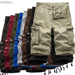 Men's Shorts Cargo Shorts Men 2023 Summer Army Military Tactical Homme Shorts Casual Solid Multi-Pocket Male Cargo Shorts Plus Size 240226