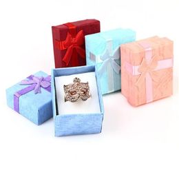 48pcs pcs Jewellery gift box Bow ring box for ring size 4cm 4cm 3cm 4 Colour red blue Pink purple selection258q