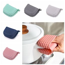 Oven Mitts Thicken Silicone Gloves Insulating Heat-Resistant Lattice Hand Clip Anti-Scald Microwave Mittens Q955