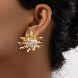 Dangle Earrings In Shiny Sunflower For Women Luxury Goth Flower Stud Fashion Jewelry Weekend Party Accessories