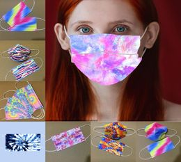 Three layers of tiedyed disposable face mask adult protective masks with meltspray personalized printing designer masks9953192