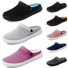Cushion Mesh Slip-on Women Summer Breathable GAI Walking Shoes Dark Black Pink Grey Purple Platform Slippers Wedge Female Sneaker 335