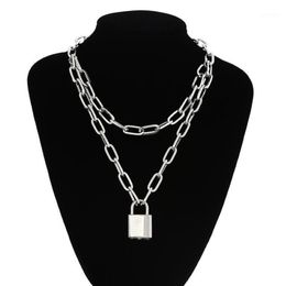 Chains Punk Sweater Chain For Men And Women Double Lock Necklace Personality Temperament Multilayer Padlock Joker1247d