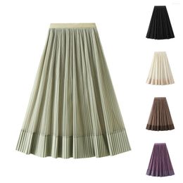 Skirts Women's Pleated Mesh Skirt High Waisted Reversible A Running Plaid For Women Floor Length Hangers