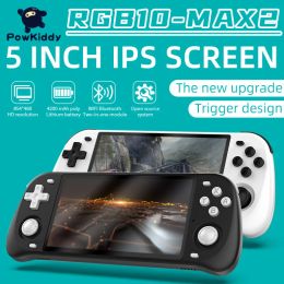 Players POWKIDDY New RGB10 MAX2 Retro Open Source System Handheld Game Consoles RK3326 5.0Inch IPS Screen Wifi 3D Rocker Best Kids Gift